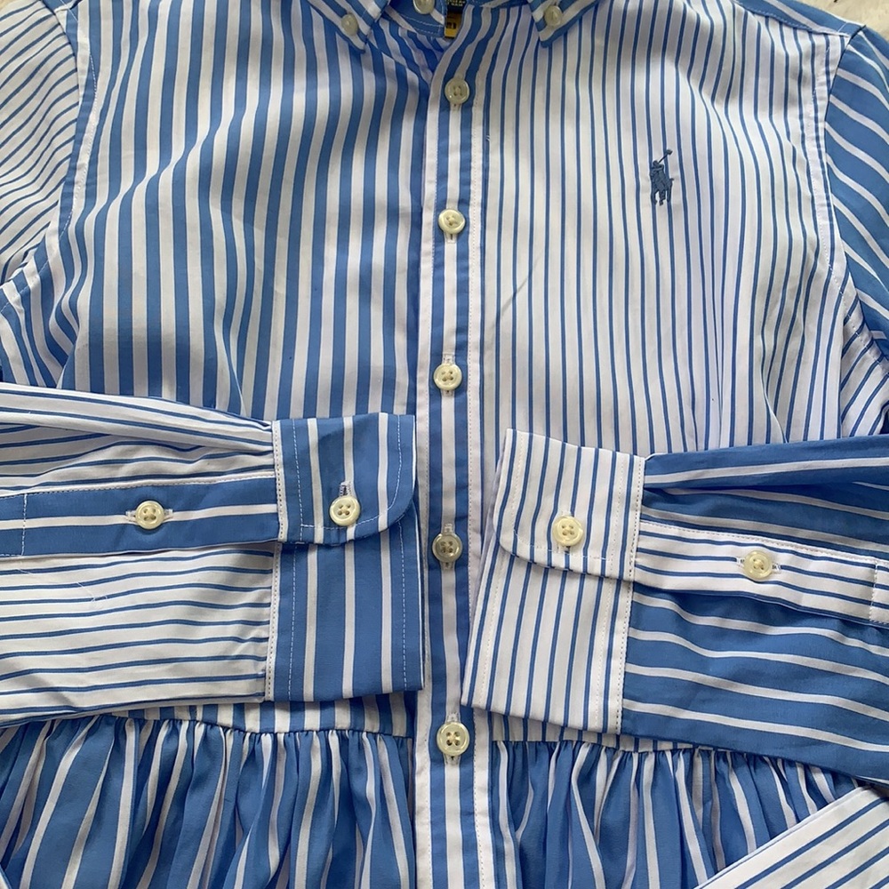 Polo Ralph Lauren Blue & White Striped Shirt Dress 14 EUC - Picture 11 of 16